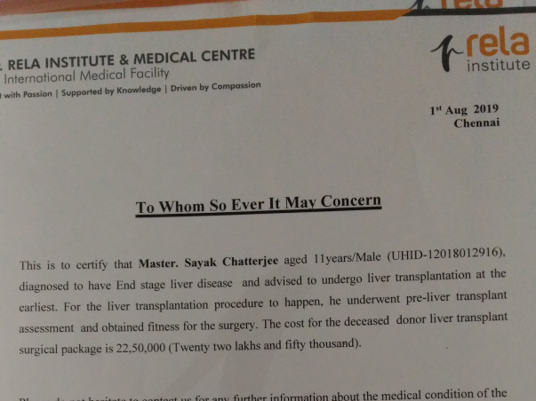 Help My Son With His Liver Transplant. Give him a new life.
