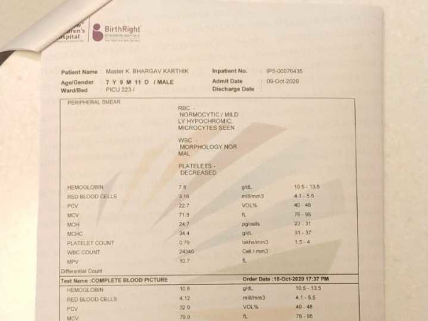 Support Bhargav Kartik Recover From Blood Infection