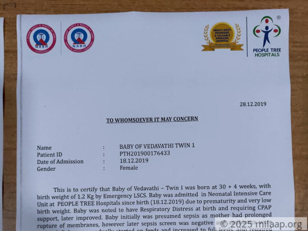 Help Twins of Vedavathi Recover