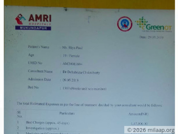 Riya Paul needs surgery