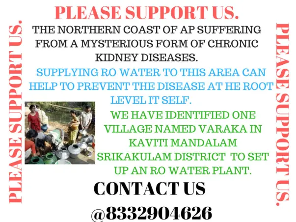 To Setup RO water  plant in Varaka village in Srikakulam,ANDHRAPRADESH