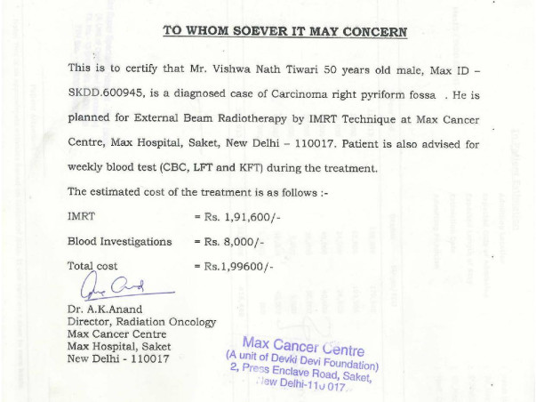 Neck Cancer Treatment of a Father of Deaf and Dumb Girl