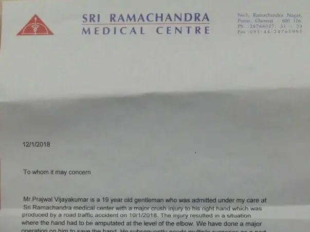 Help a poor priest's son, Prajwal Vijaykumar, get operated