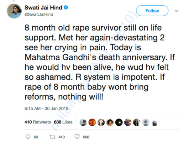 Help the 8-Month Old Baby Girl Raped in Delhi 1.29.18, Hospital Bills.