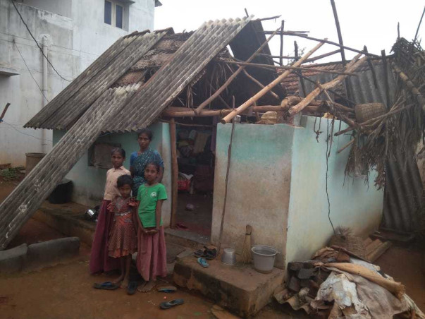 Re-Roofing House For Gaja Victims In Arimalam