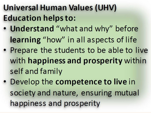 Help to Transform Our Education System Through Universal Human Values