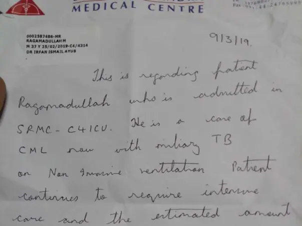 Help Ragamadullah Fight CML (Cancer) and TB