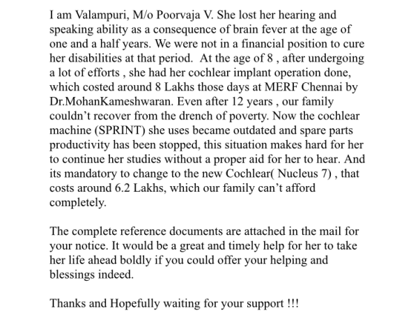 Help Poorvaja!