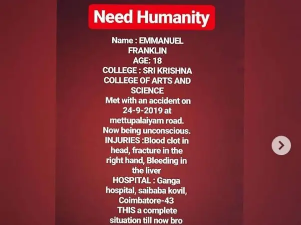 Help Emmanuel To Get Recovered From An Accident