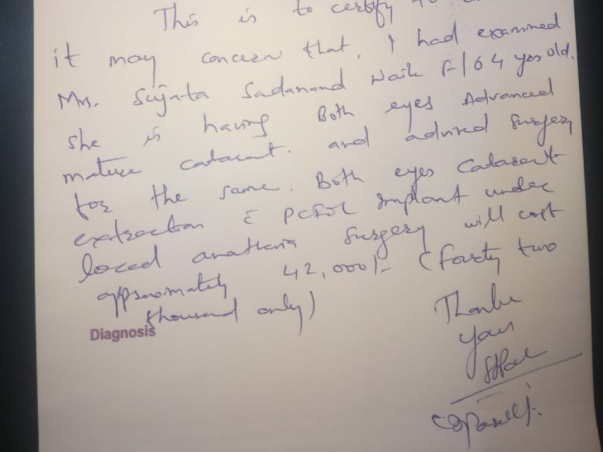 Help Sujata Naik For Eyes Cataract Surgery