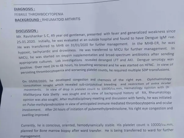Help Ravi Recover From Dengue