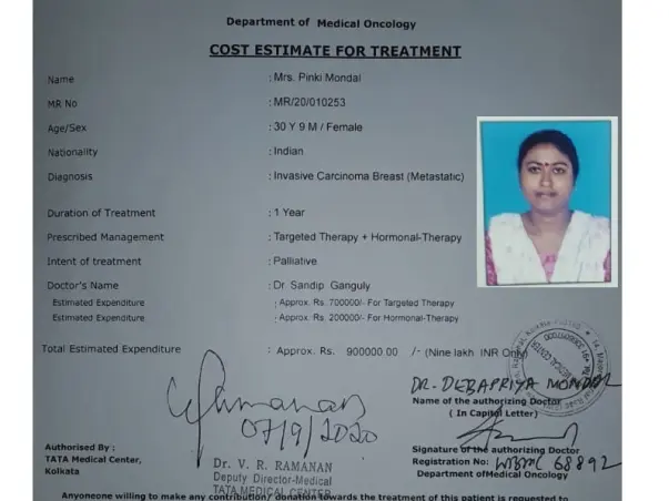 Help Pinki's family win the battle against  Her fatal Breast Cancer.