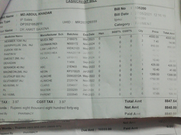 Help Abdul Khader To Fight Against Covid With Lung Infection