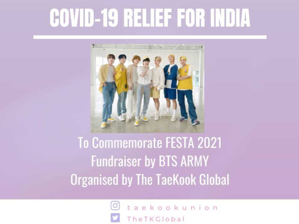 COVID-19 RELIEF FOR INDIA by BTS ARMY To Commemorate FESTA 2021