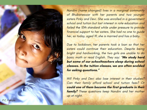 Empower children in Bhubaneswar slums to continue education