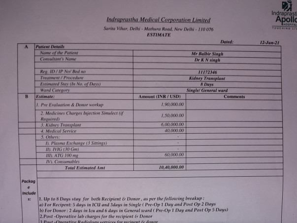 Support Balbeer Singh Recover From Kidney Failure,transplant  kidney