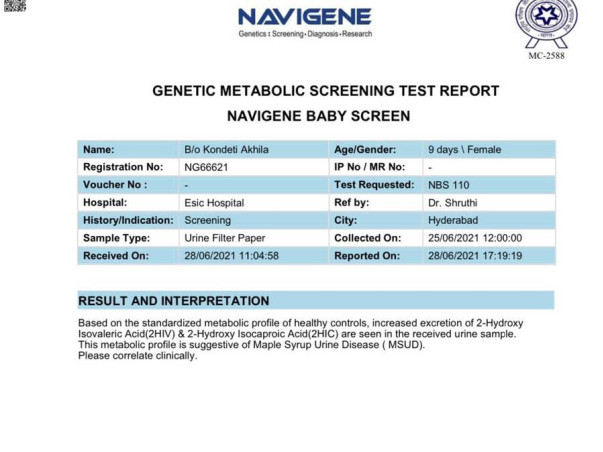 Support Baby Of Akhila To Recover From Msud Maple Syrup Urine Disease