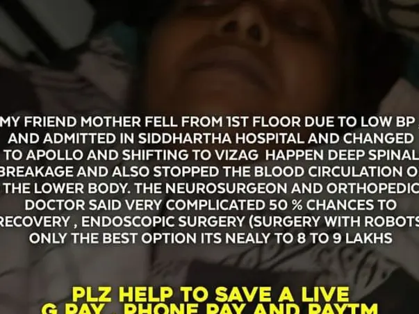 Support Katakam Laxmi Anjani Devi For Undergo Spinal Cord Surgery