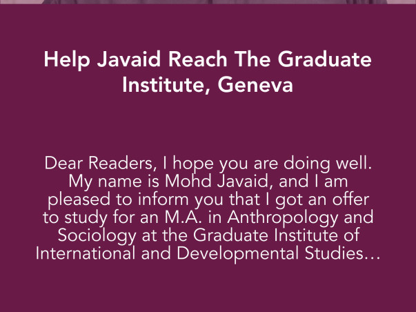 Help Javaid Reach The Graduate Institute, Geneva