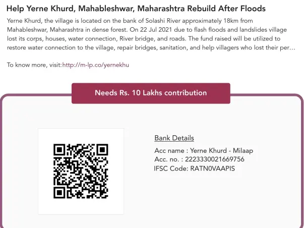 Help Yerne Khurd, Mahableshwar, Maharashtra Rebuild After Floods