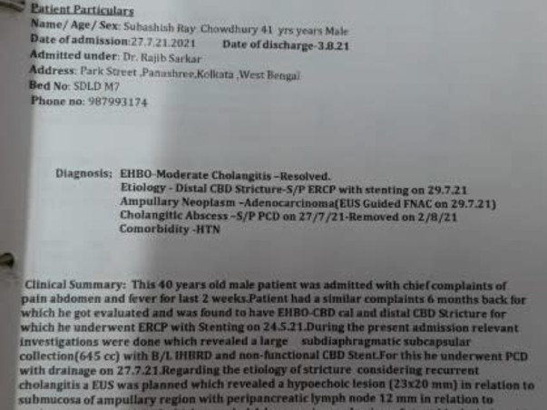 Support Subhasish Roy Chowdhury To Recover From Ampullary Carcinoma