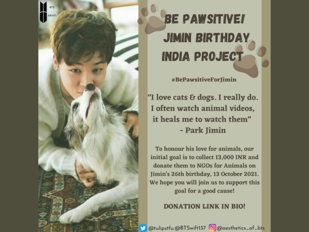 Be Pawsitive: Help Animals for Jimin's 26th Birthday!