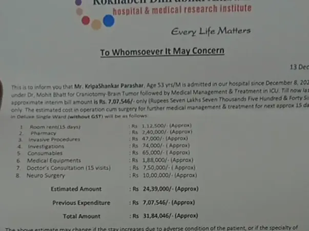 Help Pripa Shankar For Brain Tumor Surgery