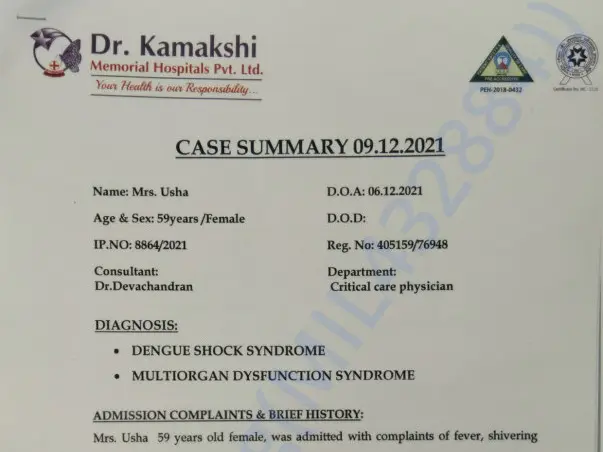 My Mother Is Struggling With Severe Complications Due To Dengue Fever, Help Her