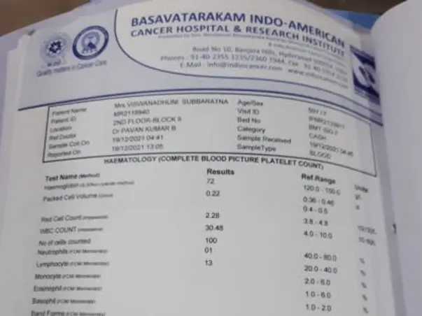 Support Subba Ratna to recover from Cancer (AML-Acute Myeloid Leukemia