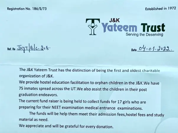 Help young orphan girls appear for NEET Exams