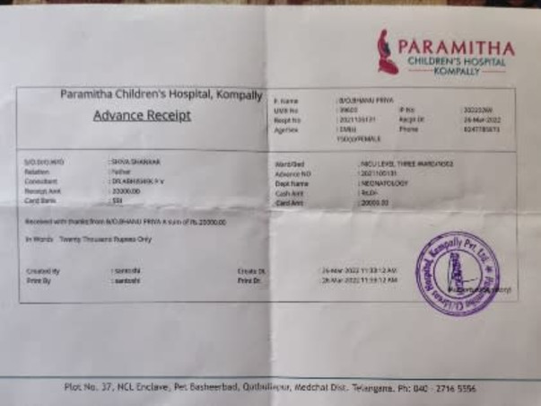 Support Bhanu Priya Recover From Preterm Birth