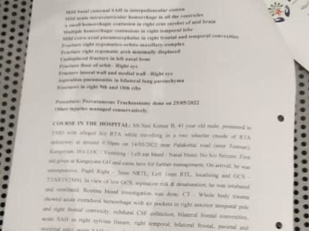 41 Years Old Sasi Kumar Needs Help  Fight Major Accidental Head Injury