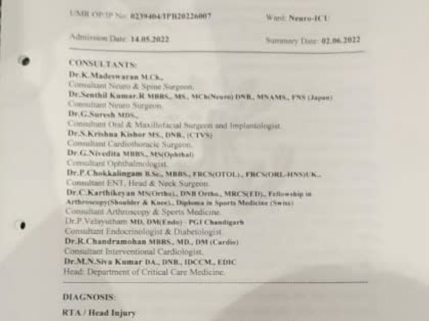 41 Years Old Sasi Kumar Needs Help  Fight Major Accidental Head Injury