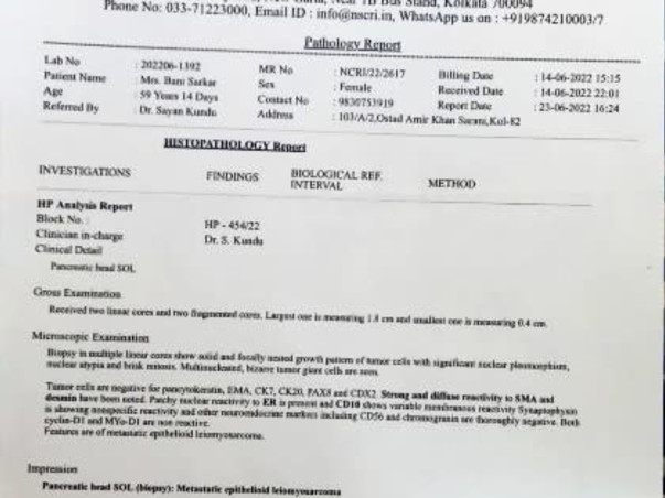 Support Bani Sarkar fight/recover from Multi Organ Cancer