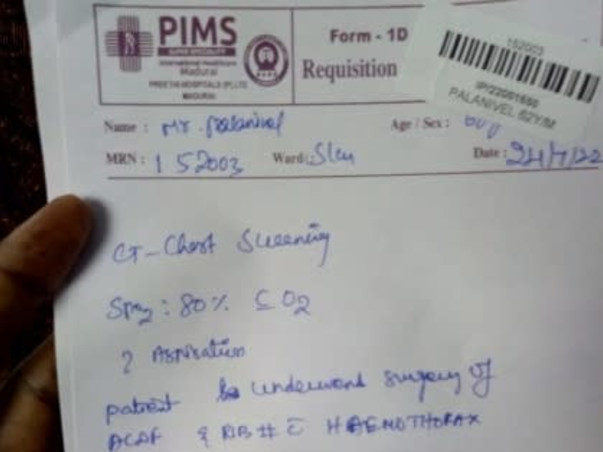 Help My Uncle's Father Palanivel To Recover From Accidental Injuries