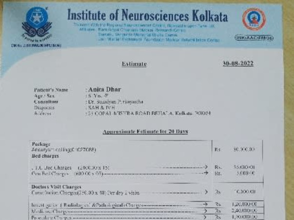 Support Anita Dhar Recover from Brain Blood clot (SAH)