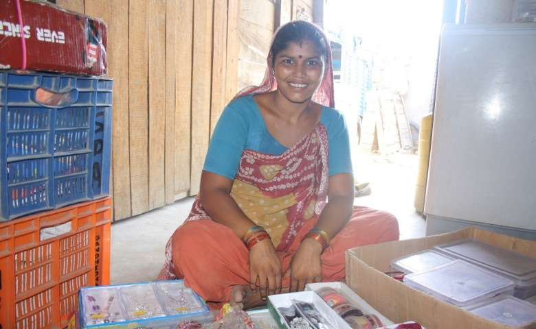 Champaben in her house