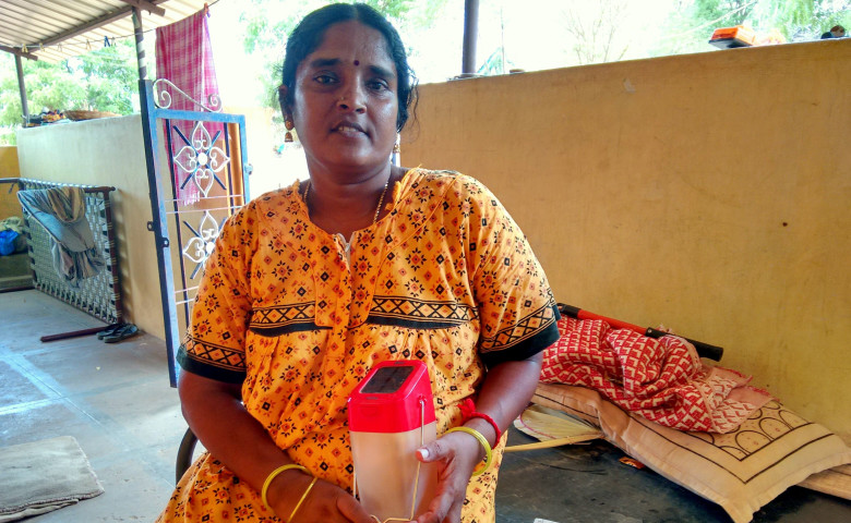 Annakamu with her solar lantern