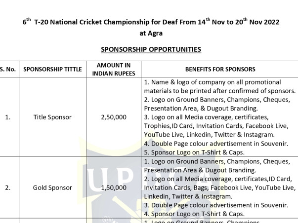 Help U.P.D.C.A to Uplift the physically handicapped Cricket players.