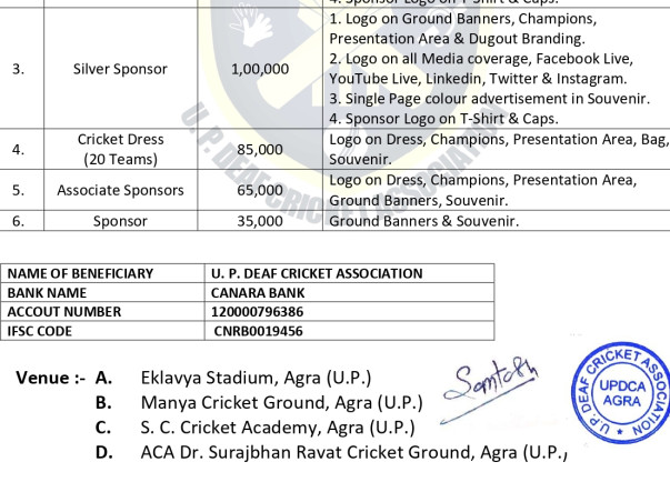 Help U.P.D.C.A to Uplift the physically handicapped Cricket players.