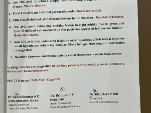Please help my wife Kalyani fight Non small cell lung cancer