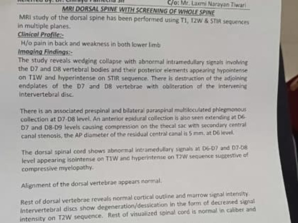 Help my father Pushkar Tiwari undergo spine surgery