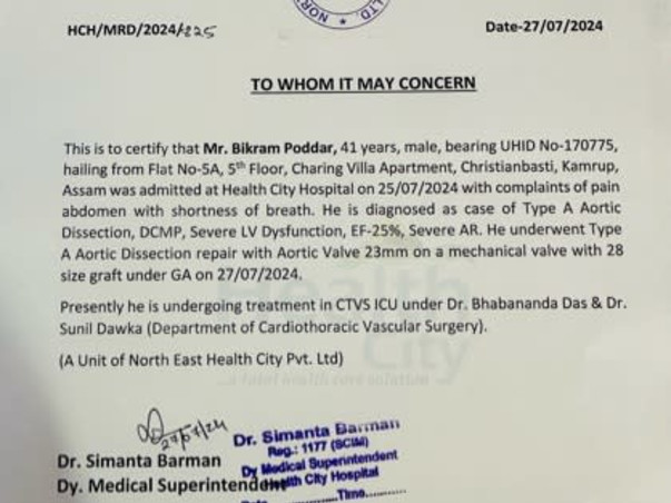 Support Bikram Poddar for his Major Open Heart Surgery