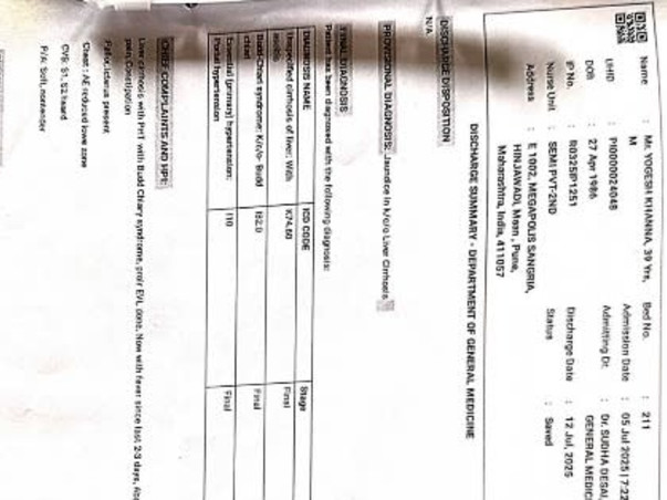Support Mr Yogesh Khanna To liver Transplant