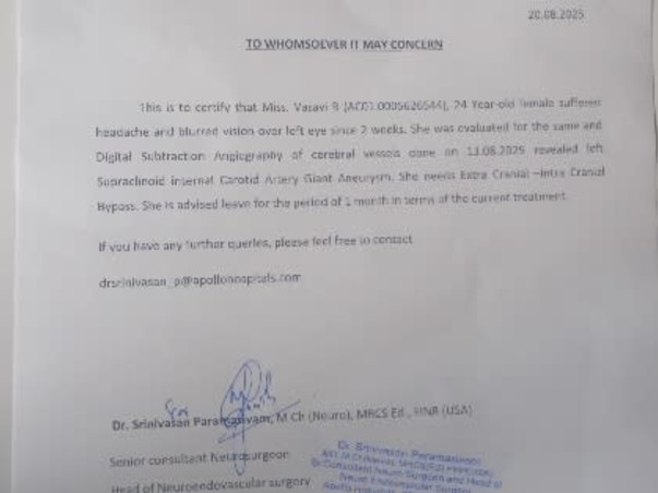 Support Vasavi R Recover From Endove Syndrome, Limb-Brain Type