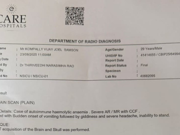Help K.V. Joel Fight for His Life – Urgent ICU & Surgery Appeal