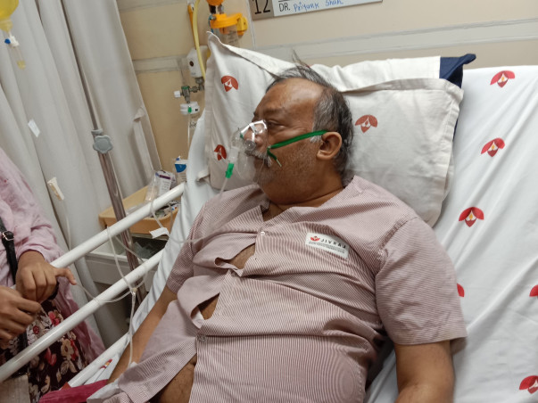 He cannot stand, sit, eat, or drink on his own