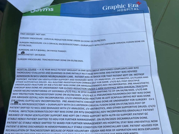 Support Adish Jain To Recover From Spinal Cord Injury