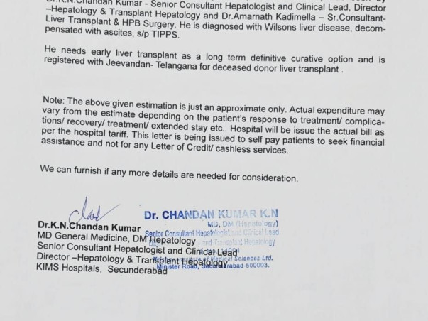 Help Durga Rao Fight Wilsons Disease with Urgent Liver Transplant