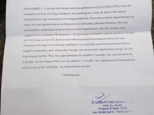 Support Nithya Shree Recover From Brain Fever